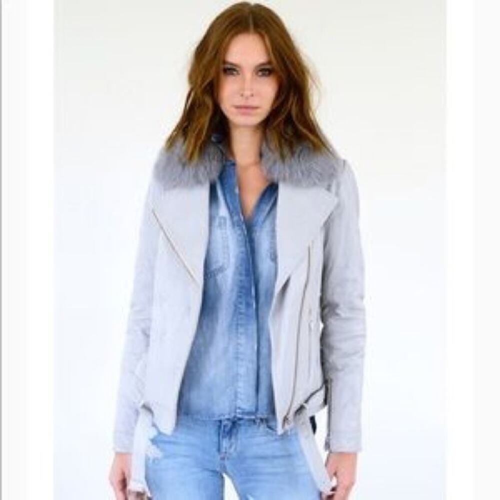 Samantha Sipos Seeing Stars Leather Faux Fur Lined Jacket Size Extra Small